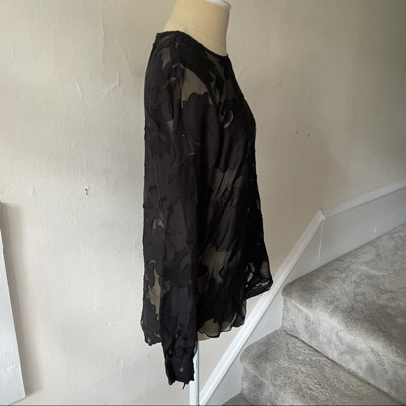 L’Agence Silk Blend Burnout Long Sleeve Blouse - Picture 4 of 10